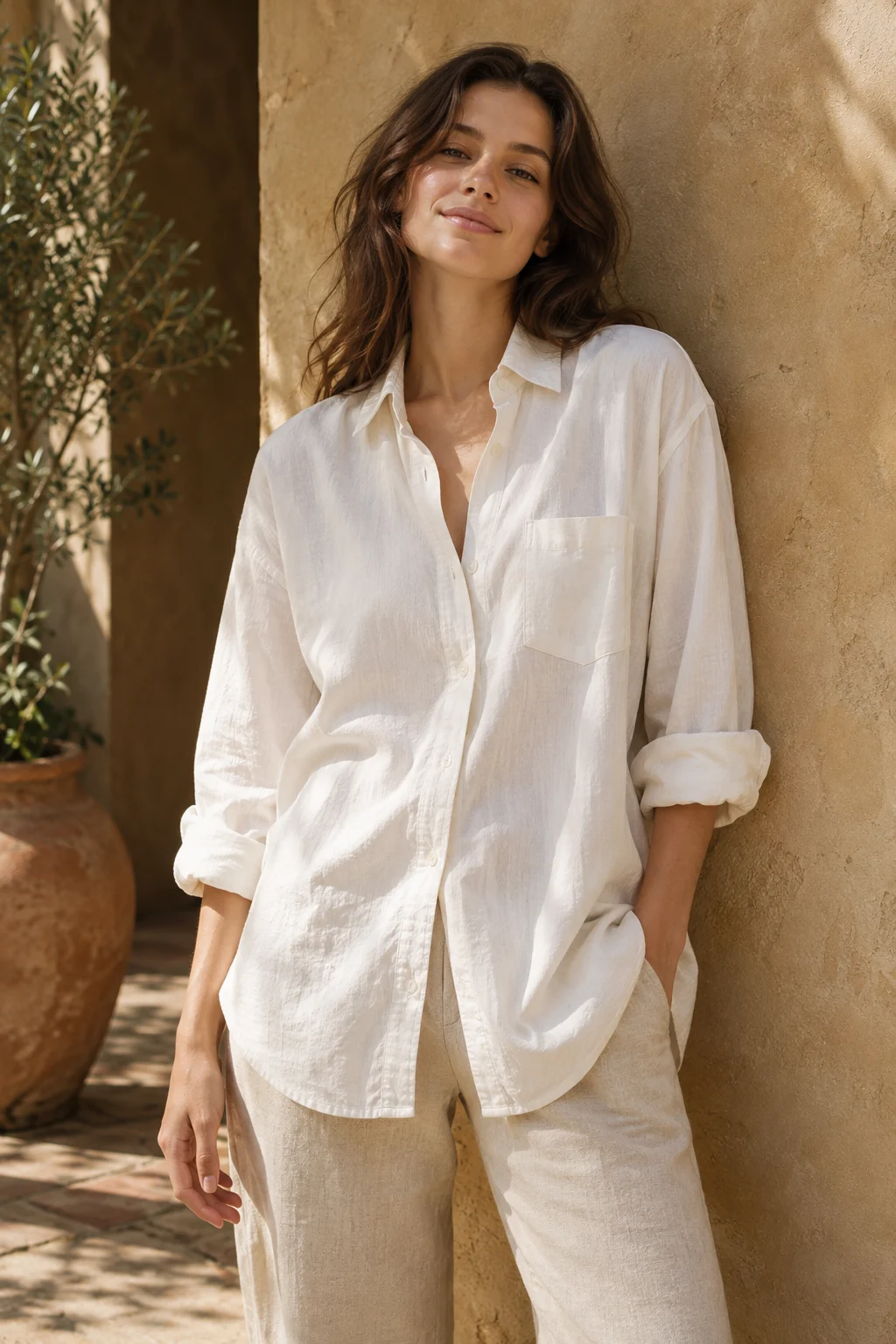 Clothing collection concept: an ivory relaxed shirt